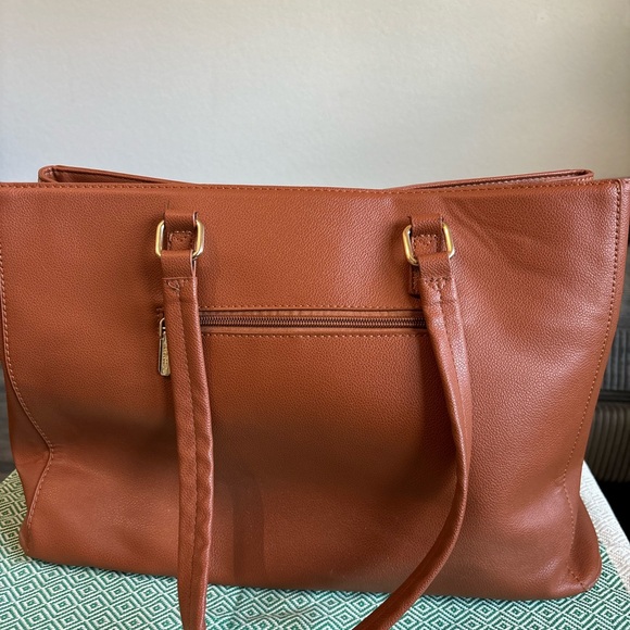 LOVEVOOK Laptop Tote Bag 15.6” Waterproof PU Leather Brown - Picture 3 of 16